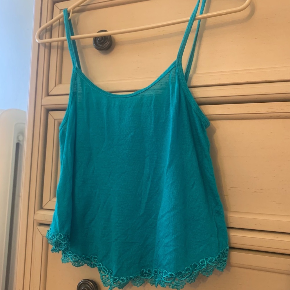 Teal Lace Tank Top